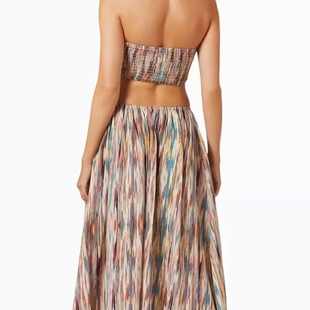 MISA Myka Ikat Strapless Cutout Smocked Cotton Blend Dress $415 - Picture 4 of 6